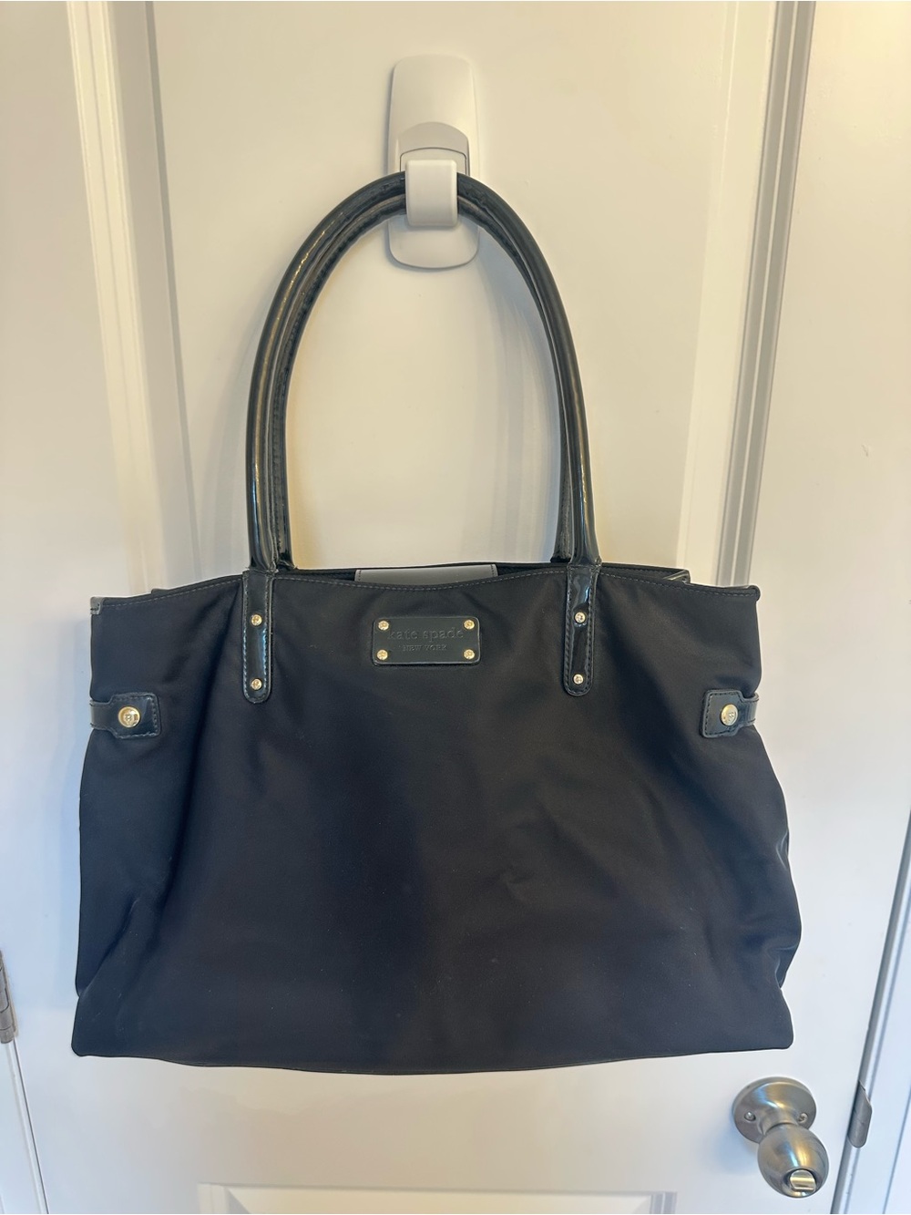 kate spade Black Nylon Tote with Patent Trim